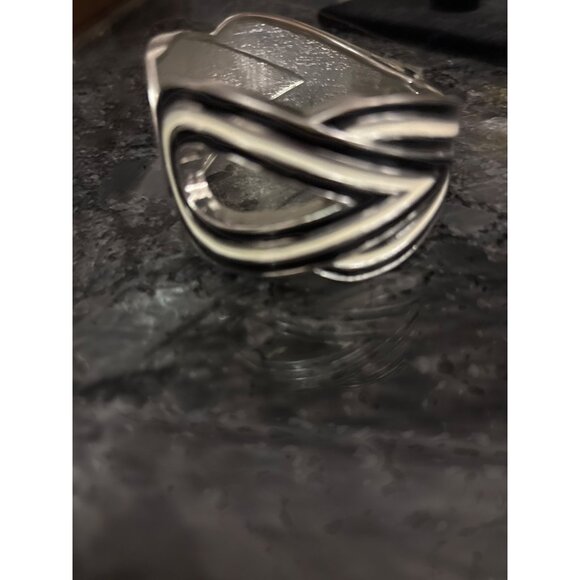 Vintage Silver & Black Abstract Design Bangle Bracelet Statement Piece - Picture 5 of 10